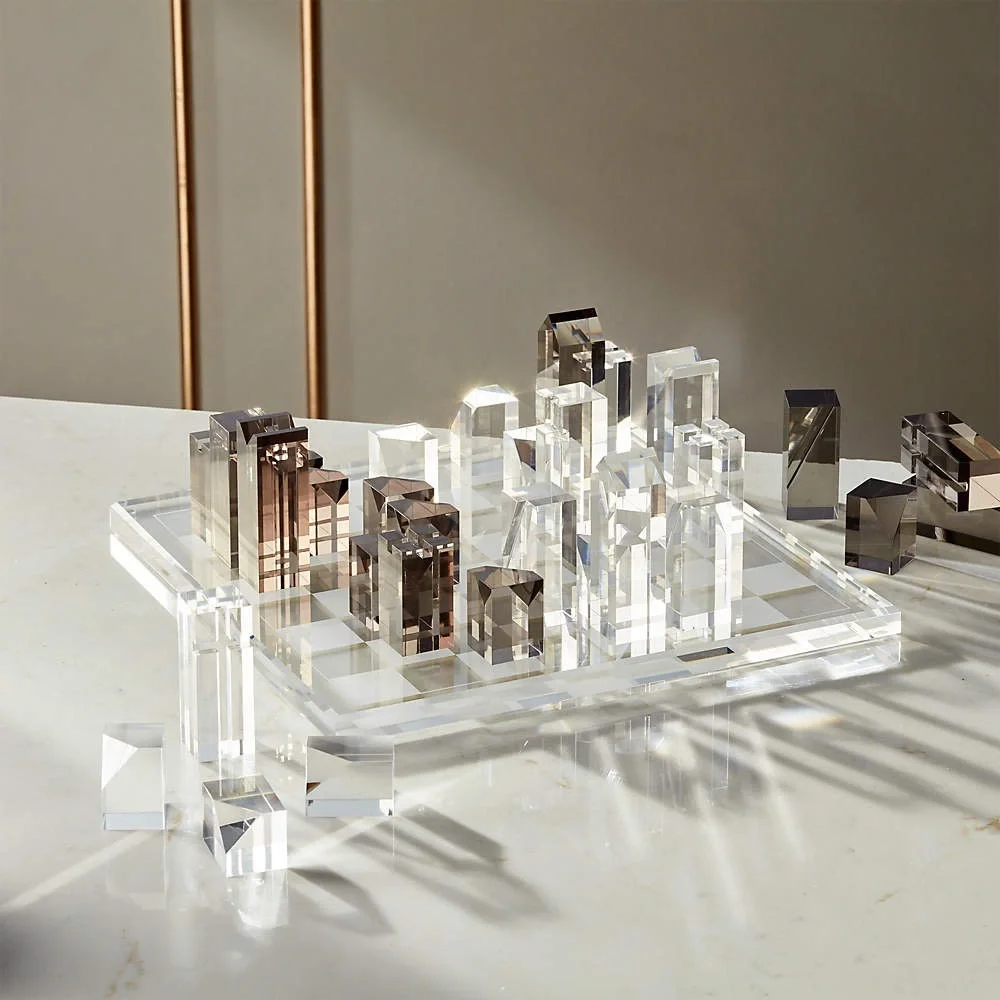 CB2 Clear and Smoke Grey Acrylic Chess Set - Picture 5 of 6